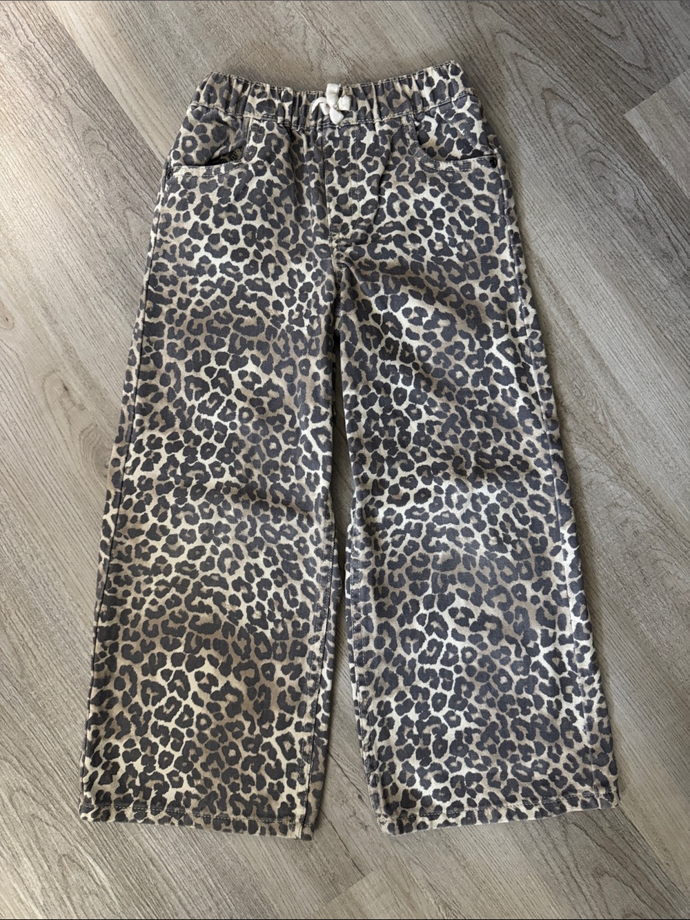 Kids Leopard Print Wide-Leg Pants - Brown